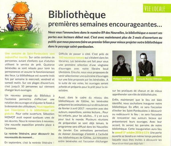 Inauguration de la bibliothèque de Saint-Pardoux – 1er octobre 2016
