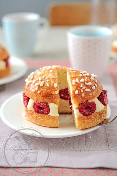 Tropézienne à la vanille et framboises