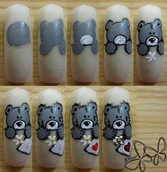 Nail art nounours (teddy B), tutoriel complet