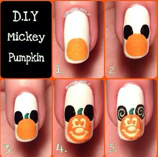 Tutoriel nail art citrouille mickey