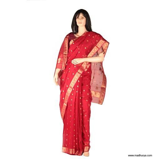 Rich-Red Chanderi Saree