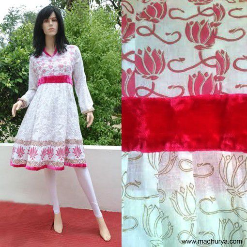 Lotus Screen Printed Anarkali