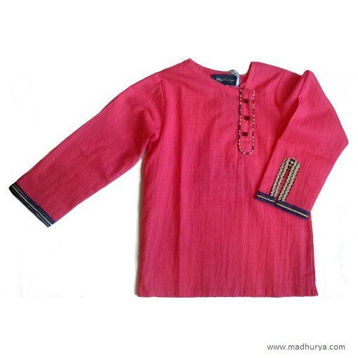 Bean red kurta in cotton with a crush finish made under the AyurFab clotheline.