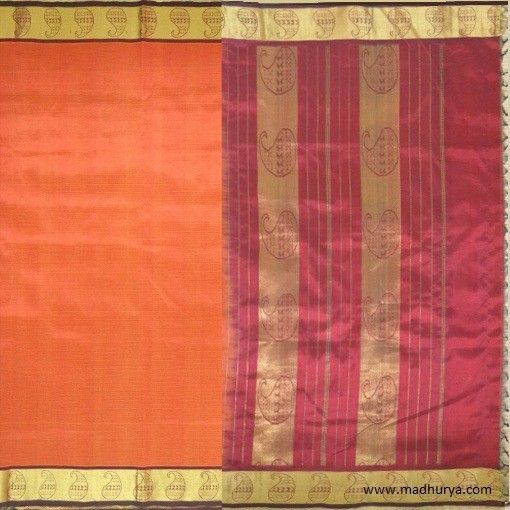 Deep Orange Silk Cotton Saree- buy Deep Orange Silk Cotton Saree.