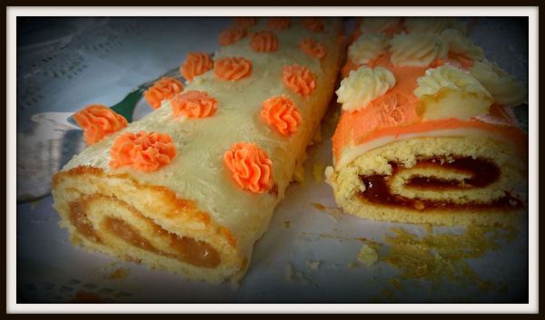 Brazo de gitano con dulce de leche y crema de mantequilla