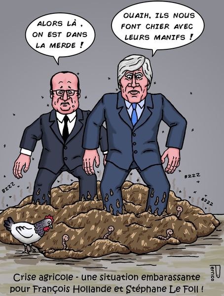 Hollande - Le Foll - agriculture - dessin politique