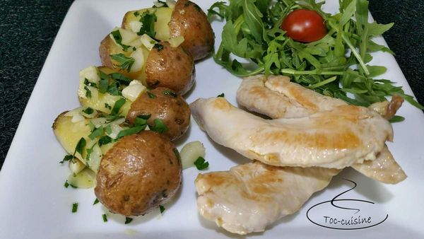 pommes de terre fondantes au four ail et persil (en trompe l'oeil champignons)