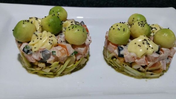 fondant végétarien poireau-avocat-tomate