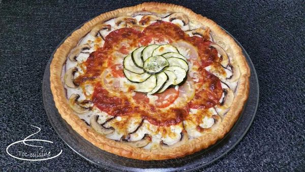 tarte aux légumes d'été et chorizo