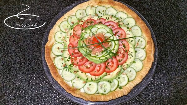 tarte froide concombre avocat tomate au saumon fumé