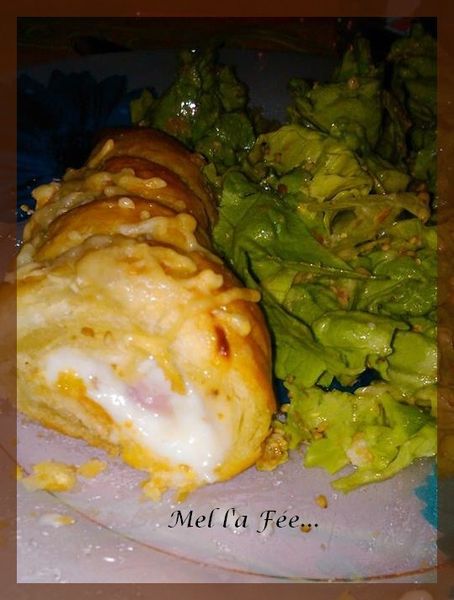 Roulés au fromage et dés de jambon