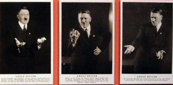 Photos prises en 1927 juste après qu'Hitler a été proclamé "Fuhrer" du parti nazi. Devant l'objectif de son photographes personnel, Heinrich Hoffmann, il peaufine la gestuelle de ces discours...