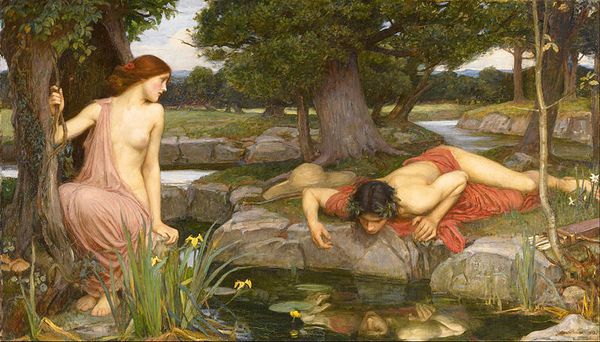 Poussé par la soif, Narcisse surprit son reflet dans l'eau d'une source et en tomba amoureux...