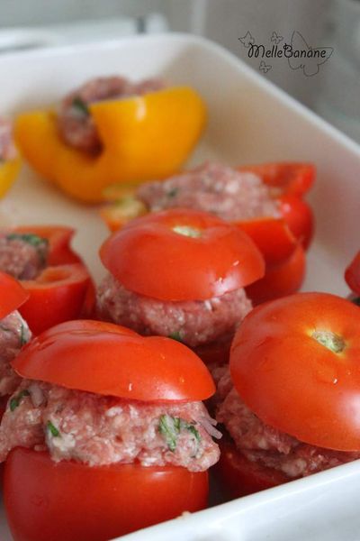 Tomate ou poivron farci chèvre basilic