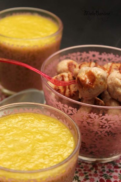 Soupe & boulettes de poulet / lardon / parmesan