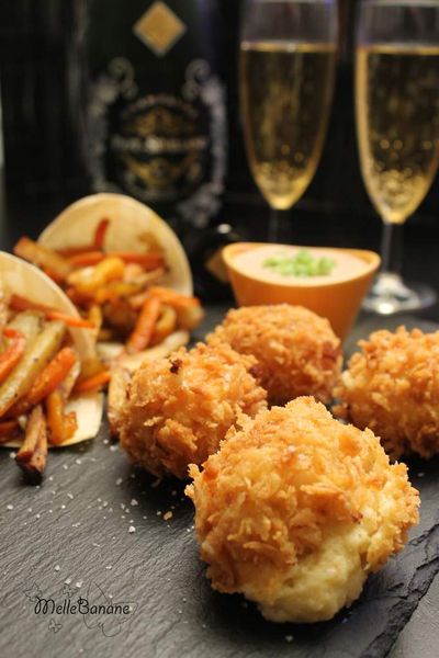 Croquette de herve, légumes rôtis et leur sauce fromagère