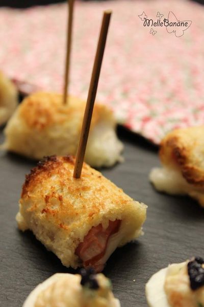 Oeufs de caille farcis à la truite et bouchée de canard au chèvre