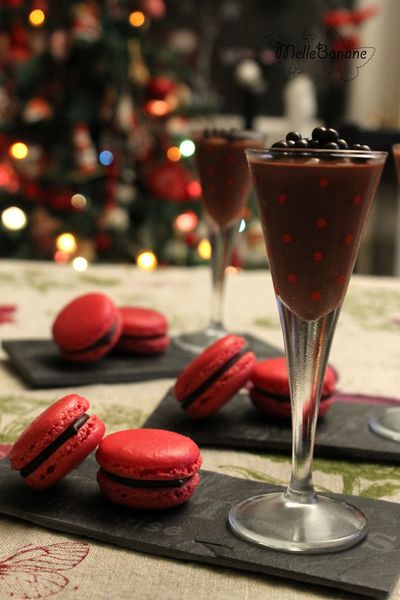 Verrine choco framboise de C.Felder, macaron chocolat fleur de sel érable