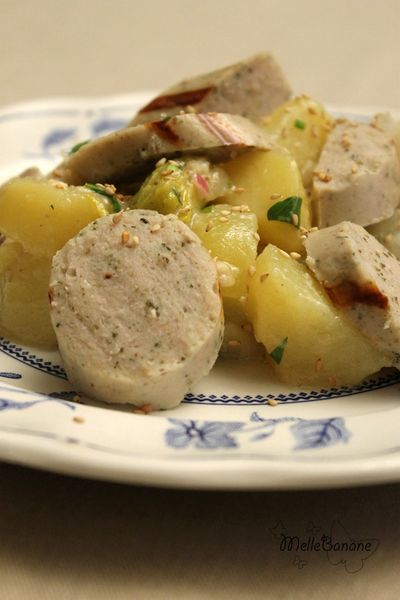 Salade tiède de pomme de terre et boudin blanc