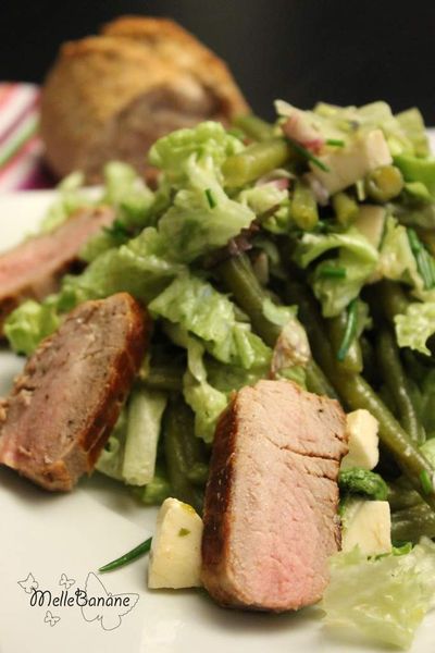 Salade de haricots verts et mignon de porc
