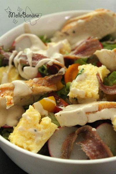 Salade de poulet et polenta