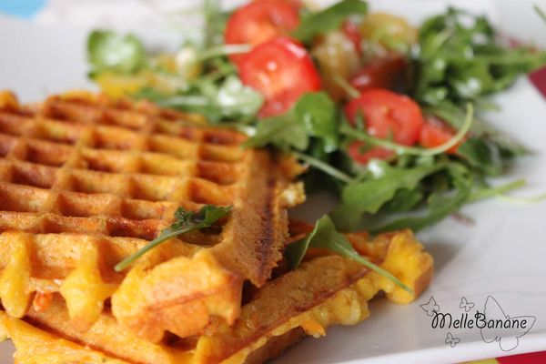 Gaufre patate douce, poulet &co