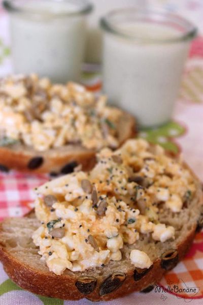 Tartine à l'oeuf et cottage cheese