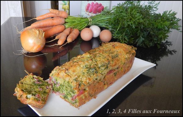 Cake aux fanes de carottes et au bacon