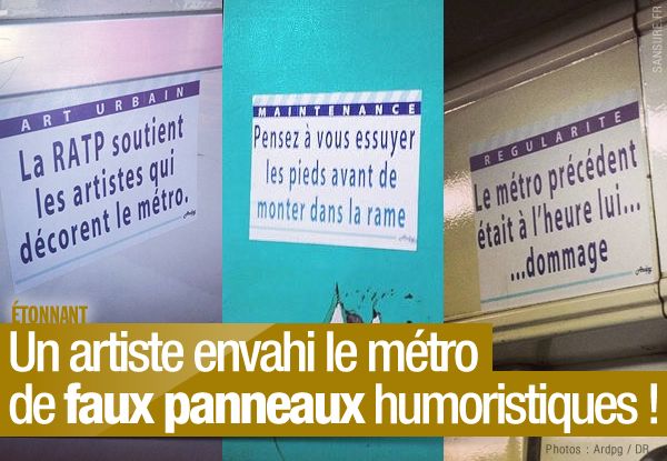 Un artiste envahi le métro de faux panneaux humoristiques ! #Ardpg