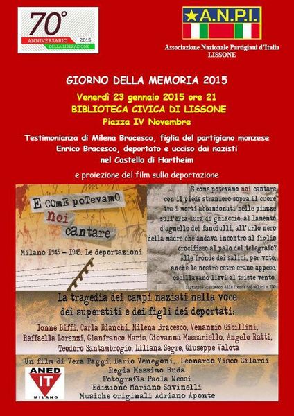 iniziativa dell'ANPI di Lissone per il Giorno della Memoria 2015