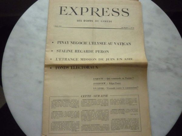 Premier numéro de L'Express. 2 mars 1953