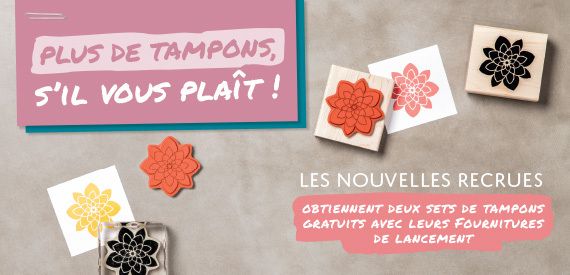 jusqu'à fin juin : 2 sets de tampon en plus de votre kit de démarrage de démonstratrice, rejoignez mon équipe c'est le moment