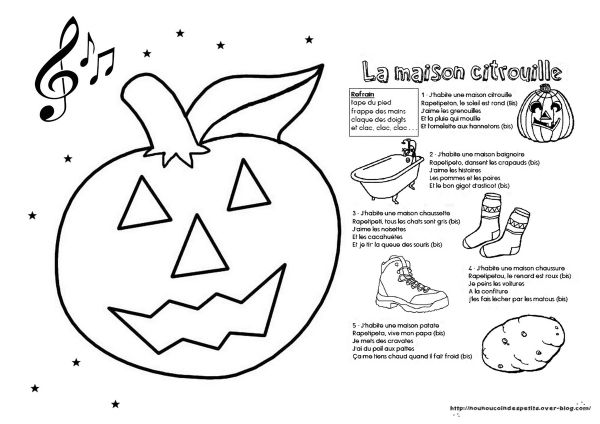 .. thème halloween .. " comptine illustré la maison citrouille "