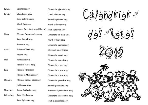 .. nouvel an .. " Calendrier des fêtes 2015 et 2016 "