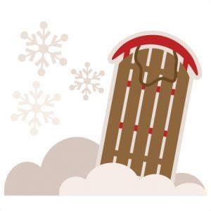 .. Hiver .. " luge enfant , paysage sapin et poème la gelée "
