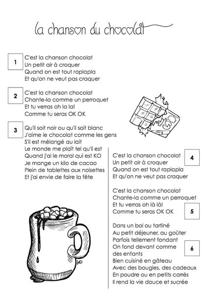 .. Hiver .. " Tasse chocolat chaud , activité et chanson "