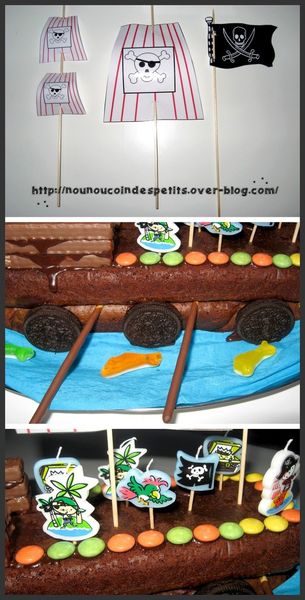 .. Anniversaire .. "gâteau bateau pirate et son coffre aux trésors"