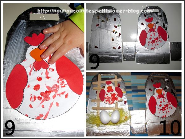 .. Panier de pâques et déco échelle et la poule ..