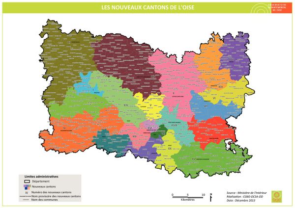 Carte des cantons de l'Oise