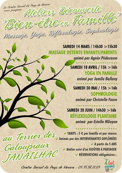 ATELIERS en FAMILLE "BIEN-ETRE" au Terrier des Galoupiaux