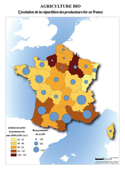 Carte de France de l'Agriculture biologique