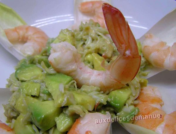 avocat au crabe et crevettes sauce cocktail
