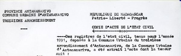 Acte de naissance - traduction