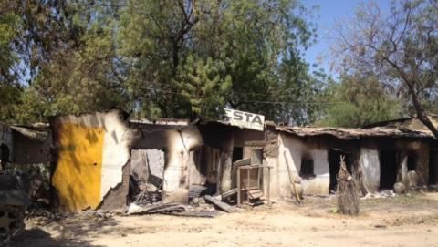 Un village dévasté par Boko Haram.