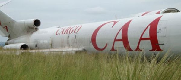 Un avion de la CAA accidenté, ici à Goma