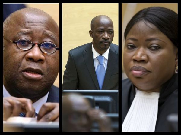 Les trois protagonistes : Gbagbo, Blé Goudé et Fatou Bensouda