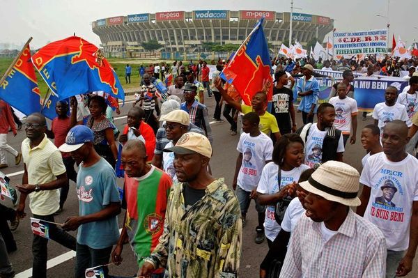 Une vue des manifestants à Kinshasa