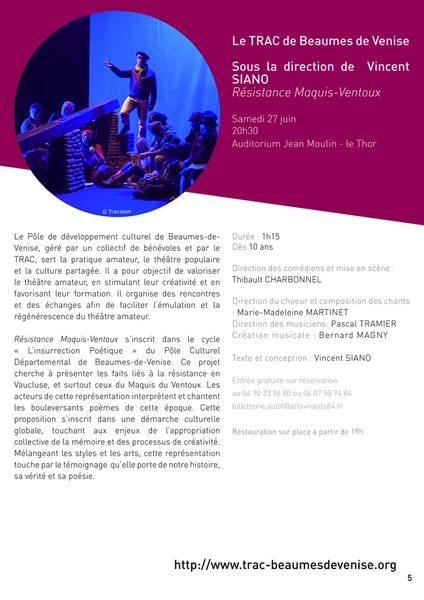 Résistance Maquis-Ventoux le 27 juin à 20h30 au Thor