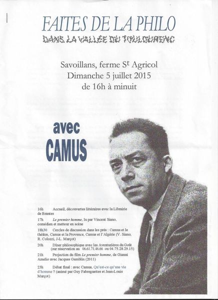 Faites de la philo dans la vallée du Toulourenc avec Camus le 5 juillet à Savoillans