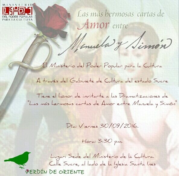 DRAMATIZACIÓN DE LAS MÁS HERMOSAS CARTAS DE AMOR ENTRE MANUELA Y SIMÓN.